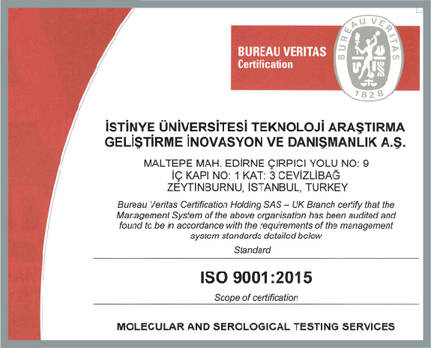 Bölümümüz EFI (European Federation for Immunogenetics) ve ISO9001 Akreditasyonlarına sahiptir.’’